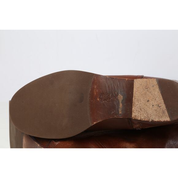 TORY BURCH Kiernan Riding Brown Leather Logo Knee High Boots Size 7M - Picture 15 of 16